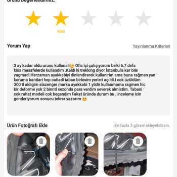 Trendyol Alınan Lescon Ayakkabı Kısa Sürede Yırtılan Hatalı Ayakkabı