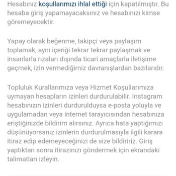 Instagram Hesabım Durduk Yerde Kapatıldı