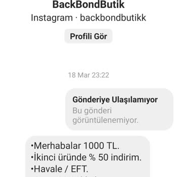 Backbondbutikk (Instagram) Instagram Alışverişinde Mağduriyetim