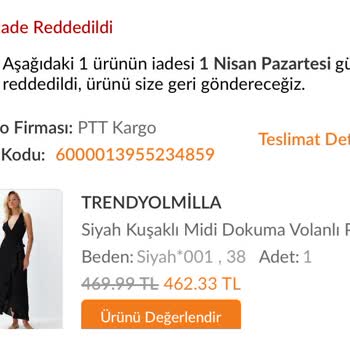 Trendyol Milla Yanlış Ürün Gönderip İade Kabul Etmiyor.