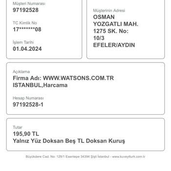 Watsons Siparişim Gözükmüyor Mail Adresimde Mevcut