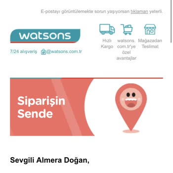 Watsons Siparişim Gözükmüyor Mail Adresimde Mevcut