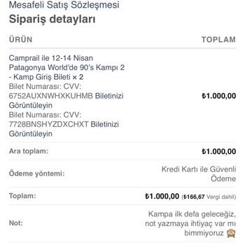 Patagonya World Kamp Biletimi İptal Edemiyorum