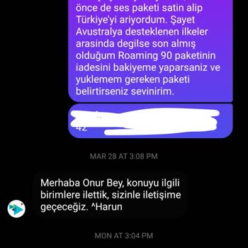 Türk Telekom Roaming 90 Ses Paketi Yetersiz Bilgilendirme
