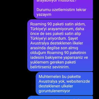 Türk Telekom Roaming 90 Ses Paketi Yetersiz Bilgilendirme