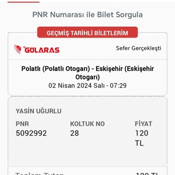 Öz Gülaras Turizm 7:30 Randevusu İçin Alınan Biletin Hayal Kırıklığı