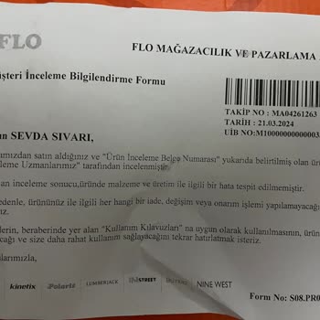FLO Ayakkabı FLO Garantiye Gönderilen Ürünle İlgili Doğru Karar Vermiyor.