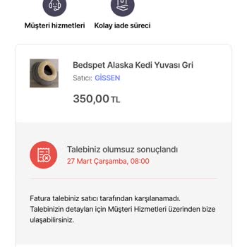 Hepsiburada Satın Alınan Ürün Fatura Talebi