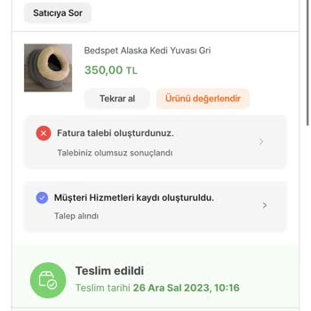 Hepsiburada Satın Alınan Ürün Fatura Talebi