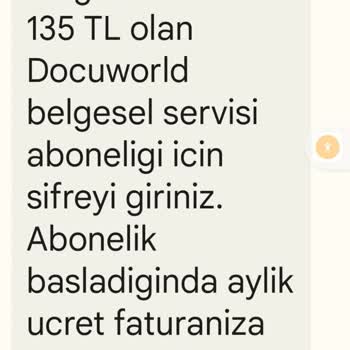 Vodafone 1240'dan Gelen Docuworld Belgesel Aboneliği Mesajı