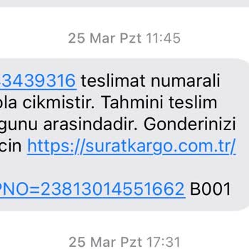 Sürat Kargo 1 Haftadır Kargomu Teslim Etmiyor