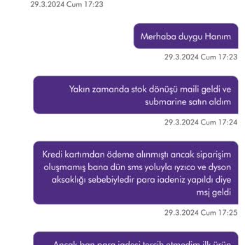 Dyson 10 Gün Boyunca Paramı Kullandı