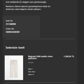 Massimo Dutti 2 Aydır İade Ücretini Geri Göndermiyor