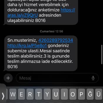 Aras Kargo Dağıtımı Yapmıyor. Şubeden Alın Mesajı Geliyor