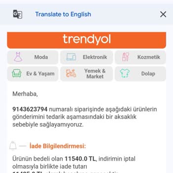 Ercan Oto Lastik (Ankara) Siparişin Tedarik Aşaması Aksaklığı Denilerek İptal Edilmesi