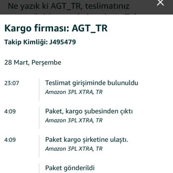 Amazon-AGT Kargo Sipariş Teslimat Gecikmesi Hakkında