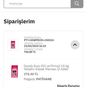 Epttavm Ve Patihane Siparişimi Göndermiyor.