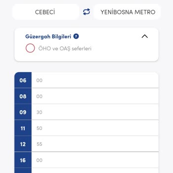 İBB - İstanbul Büyükşehir Belediyesi 36cy Cebeci Yenibosna Sefer Saati