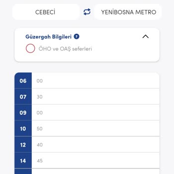 İBB - İstanbul Büyükşehir Belediyesi 36cy Cebeci Yenibosna Sefer Saati