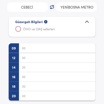 İBB - İstanbul Büyükşehir Belediyesi 36cy Cebeci Yenibosna Sefer Saati