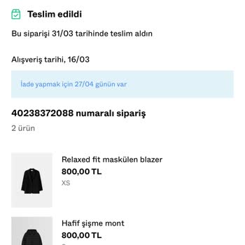 Bershka Teslim Edilmeyen Ürün