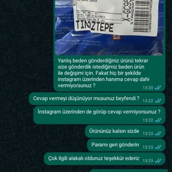 Bey'lik Kombin Ürün Değişimi - Ücret İadesi - Mesajlara Cevap Verilmemesi...
