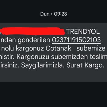 Sürat Kargo İlçe Merkezindeki Adrese Verdiğim Sipariş Dağıtıma Çıkmıyor!