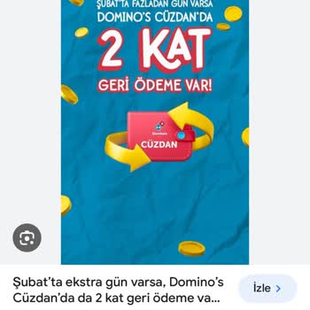 Domino's Cüzdan Hediye Bakiye Yüklenmedi. (2 Kat Geri Ödeme Kampanyası
