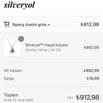 Silveryol Gümüş Kolye Siparişim Çelik Geldi