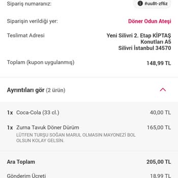 Yemeksepeti Gizli Kapaklı Ücret İsteme