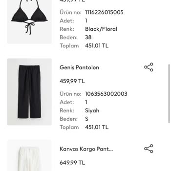 Eksik Ürün H&M Parayı Alıp Ürünü Yollamıyor.