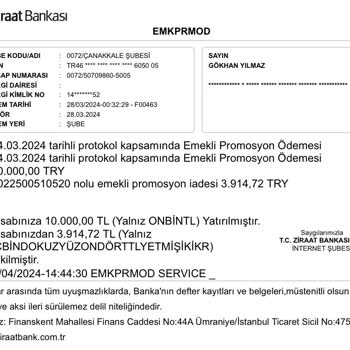Ziraat Bankası Eksik Emekli Promosyon Ödemesi