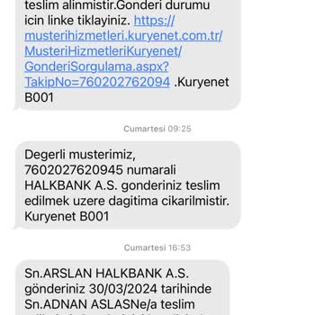 Kuryenet'ten Gelen Talep Etmediğim Teslim Almadığım Halkbank Gönderisi