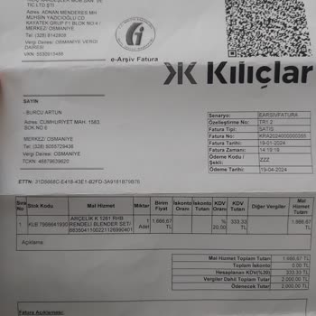 Arçelik Aş. Blender Setin Tüm Parçaları Arızalı Çıktı.