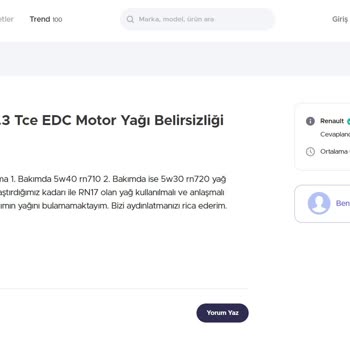 Renault Megane 1.3 Tce Motor - Hatalı Motor Yağı Kullanımı