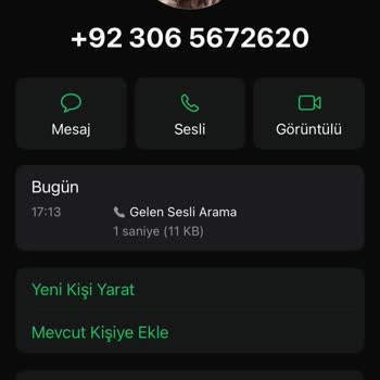 WhatsApp Yurt Dışı Bilinmeyen Numaradan Aranma