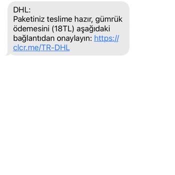 05350778784 DHL Gümrük Ödemesi Mesajı