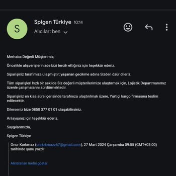 Spigen Türkiye Ürünlerimin Teslim Edilmemesi