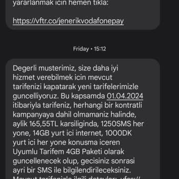 Vodafone Onay Almadan Tarife Değişikliği Yaptı