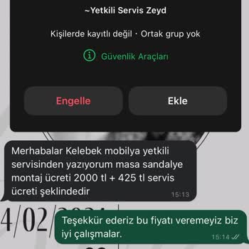 Kelebek Mobilya Alınmayan Kurulum Hizmeti İçin Ücret Talep Etmesi