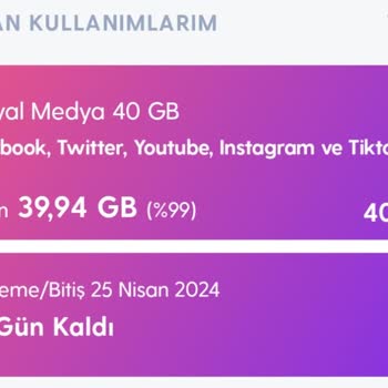 Turkcell Sosyal Medya Kullanımlarımın Normal İnternet Paketinden Düşmesi