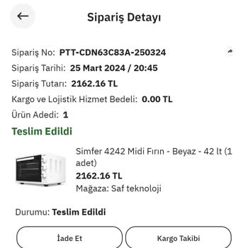 PttAVM Mini Fırın Teslimatı Sorunu Ve İade Engeli