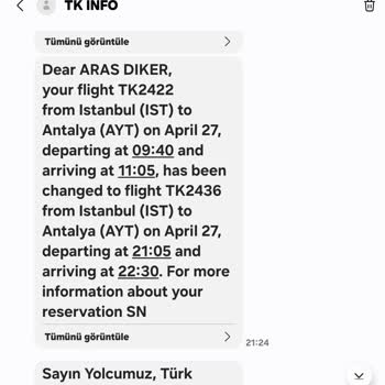 Türk Hava Yolları THY Biletimi 3 Kez Bilgim Dışında Değiştirdi