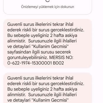 Getir Araç Üyelik Askıya Alma