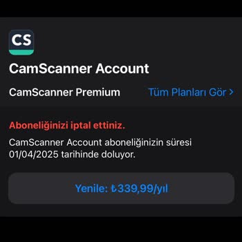 Camscanner Uygulaması Ücret İadesi