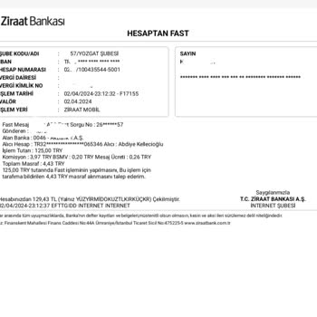 Ziraat Bankası EFT İle Yanlış İsime Para Gönderdim
