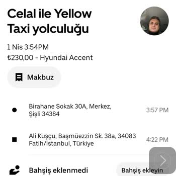 Uber Kayıp Eşya Takside