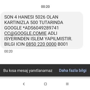 Ziraat Bankası Ziraat Kartımdan Google Benden İzinsiz Para Çekti