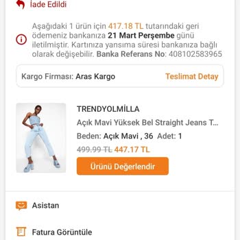 Trendyolmilla İade Ücreti Yatmadı