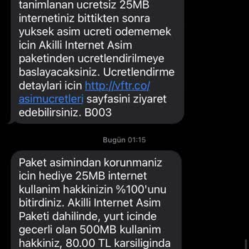 Vodafone Gereksiz Aşım Paketi